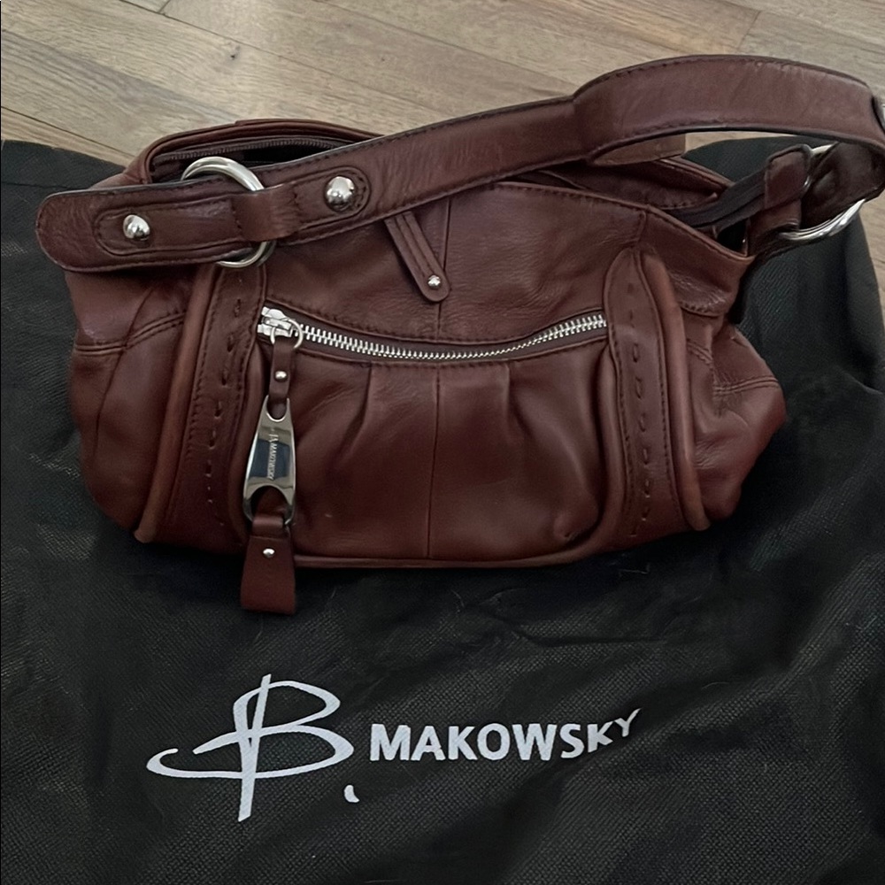 B. Makowsky Rich Brown Leather Handbag